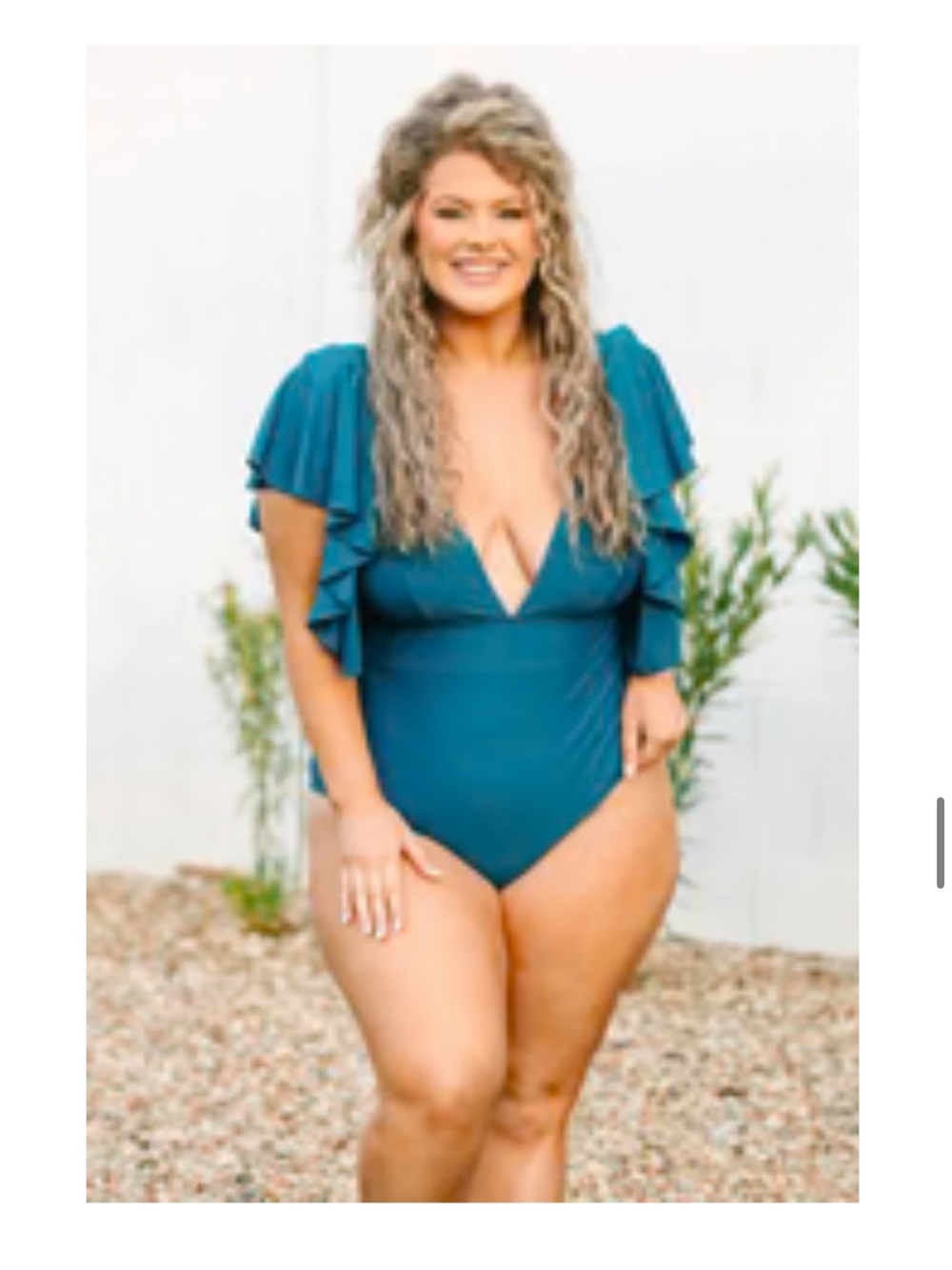 Chic Soul Teal Ruffle Sleeve One-Piece Swimsuit